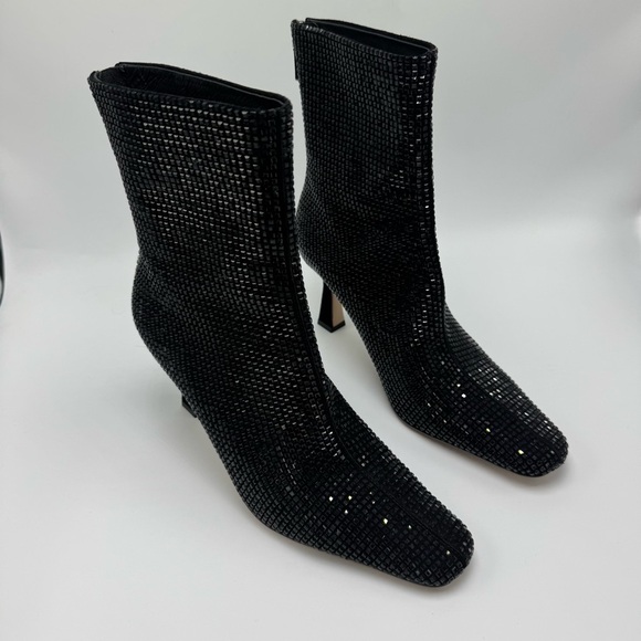 Lola Cruz Kiolo Boot Black Jeweled Sz 37 US 7 Bling Party New Years Eve Sparkle - Picture 1 of 11